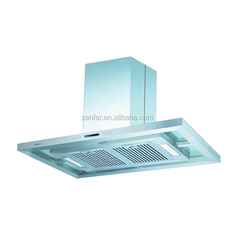 Island Stainless Steel Range Hood with Both Sides Accessible Soft Touch Button Controls