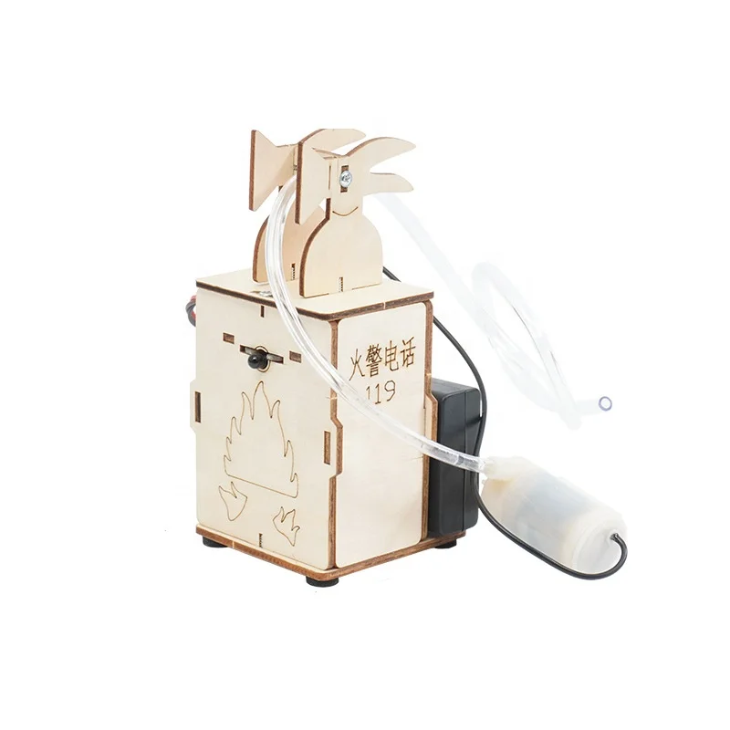 DIY wooden education STEM science mini Automatic Induction fire extinguisher toy