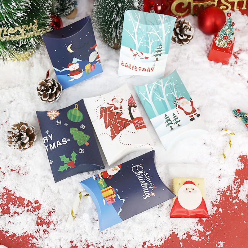 Cartoon Christmas pillow packaging gift box for candy biscuit snack packaging Christmas box