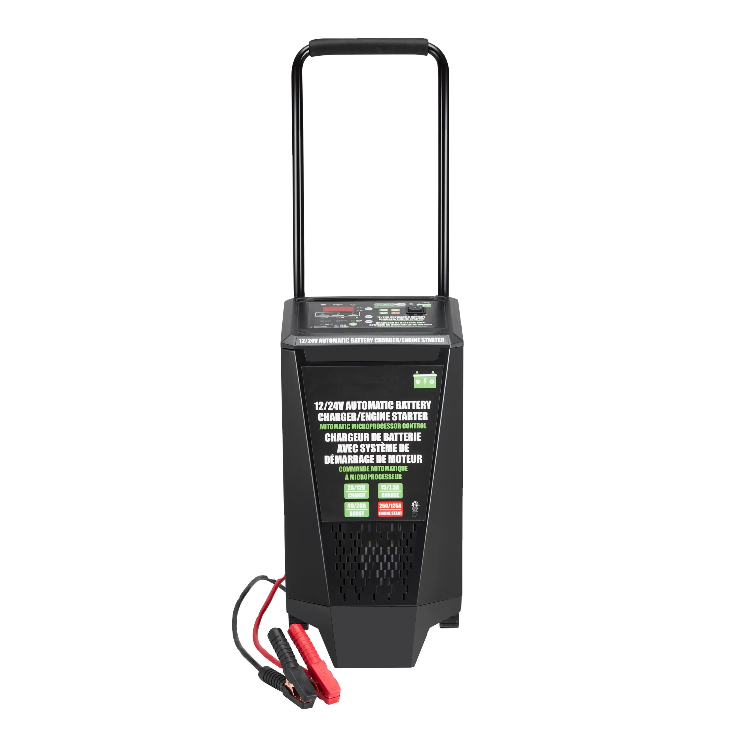Automatic Industrial Battery Charger and Jumper 12-24V Generator with 1 Year Warranty Plug Connection