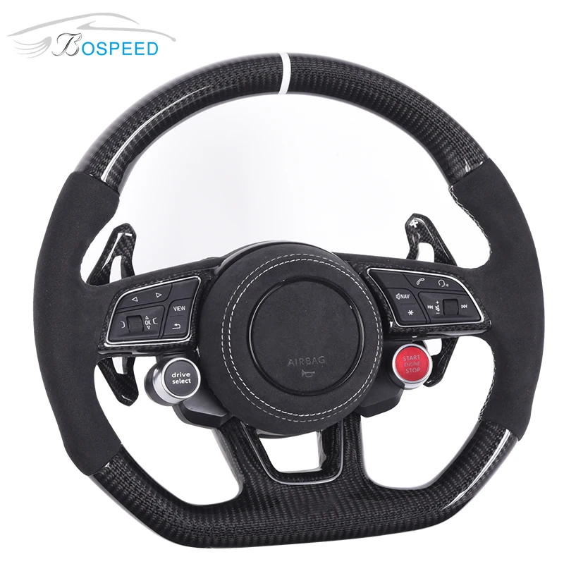Carbon Fiber Steering Wheel for Audi RS Suede Leather Racing Car RS7 RS5