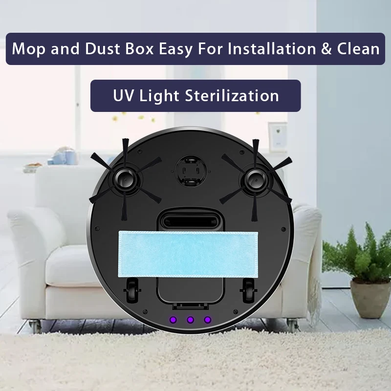Ultra-thin Smart Sweeper Quick Sweep Robot Vacuum Cleaner Super Quiet Mini Cleaning Robot for Pet Hairhard Floorlow Pile Carpets