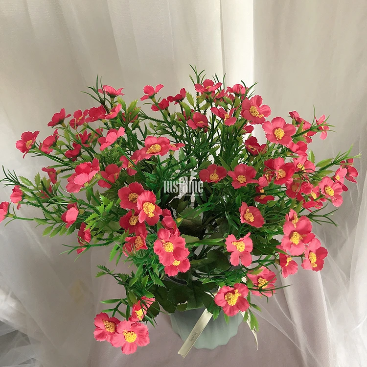 MSFAME Factory Directly Greenery Flowers Artificial White Rose Silk Flower Roses Bush