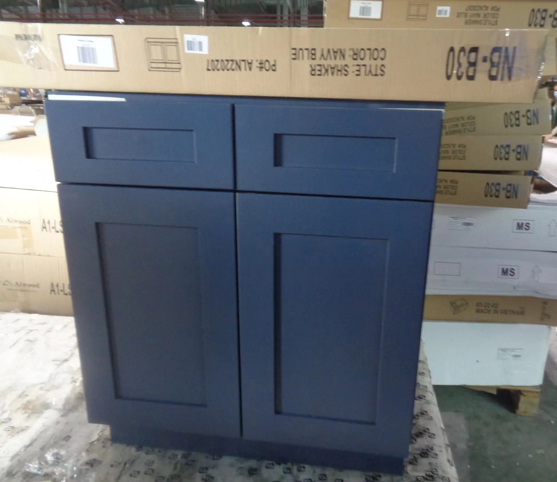 Vietnam Factory Wholesales RTA Kitchen Cabinets High Quality Plywood Carcass Complete Sets With Drawers and Shelves