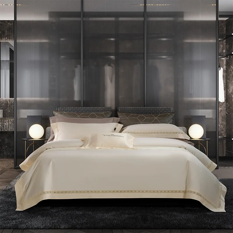 New luxury hollow craft 100s long-staple cotton four-piece set for wedding