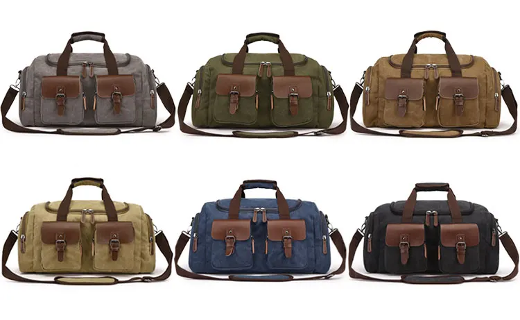Canvas Vintage Backpack Overnight Bag Gym Men Women Luggage Crossbody Bag with Laptop Compart Travel Handbags