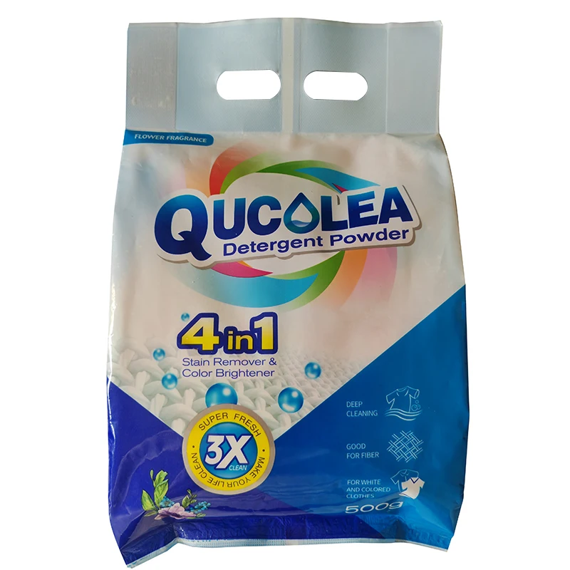 Hot selling super oxygen active enzyme commercial base bag of 500g  laundry soap powder for  wash clothes