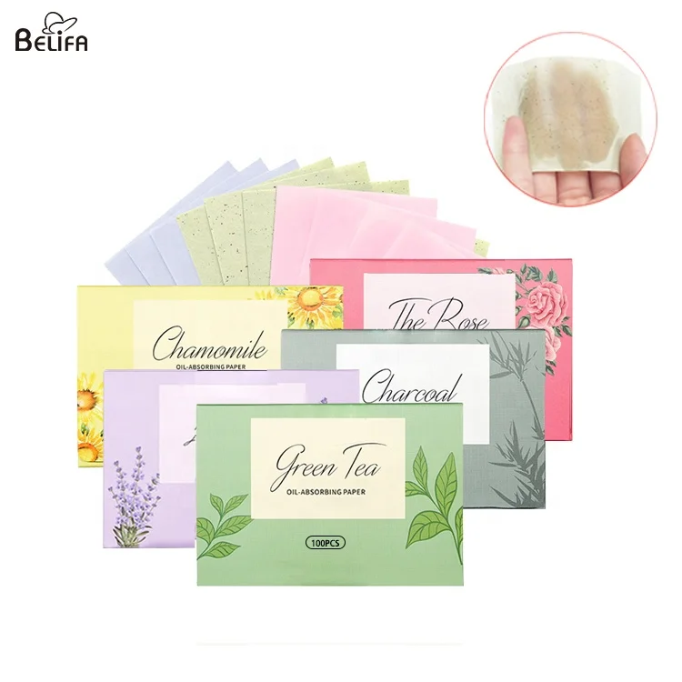 100pcs/pack portable makeup facial tissue green tea face oil control film absorbing sheets oil blotting paper for women men