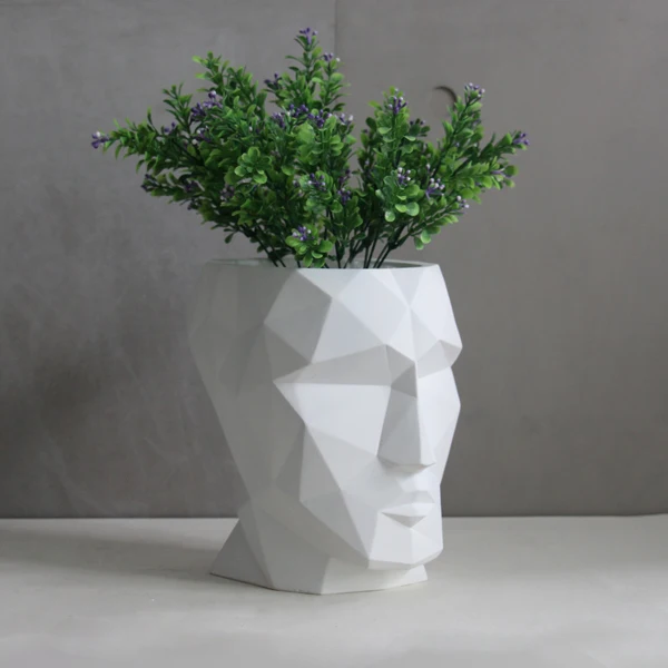 Human face human head home decor concrete flower pot