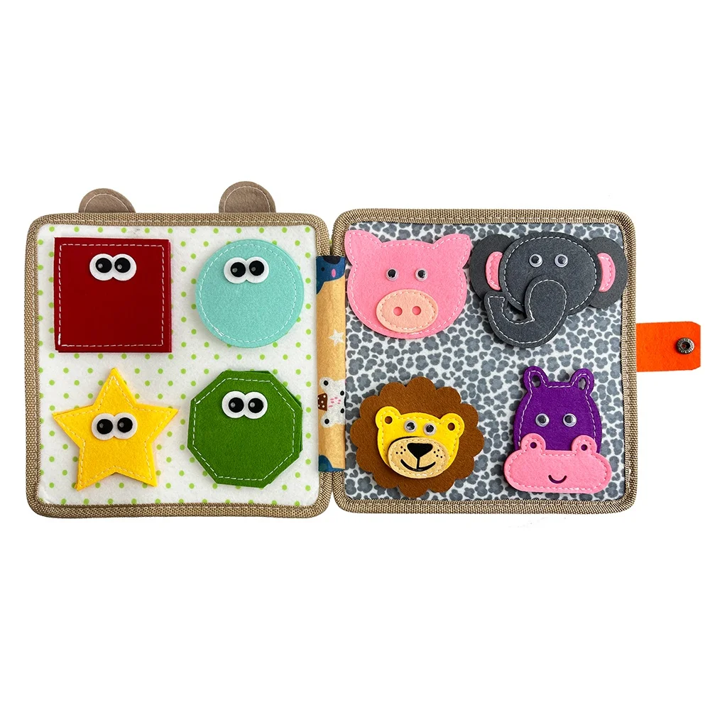 2023 Latest Montessori Toys Busy Board Giraffe Pattern 10 Pages Felt Kids Quiet Busy Book for Toddlers Child 1 2 3 4 years