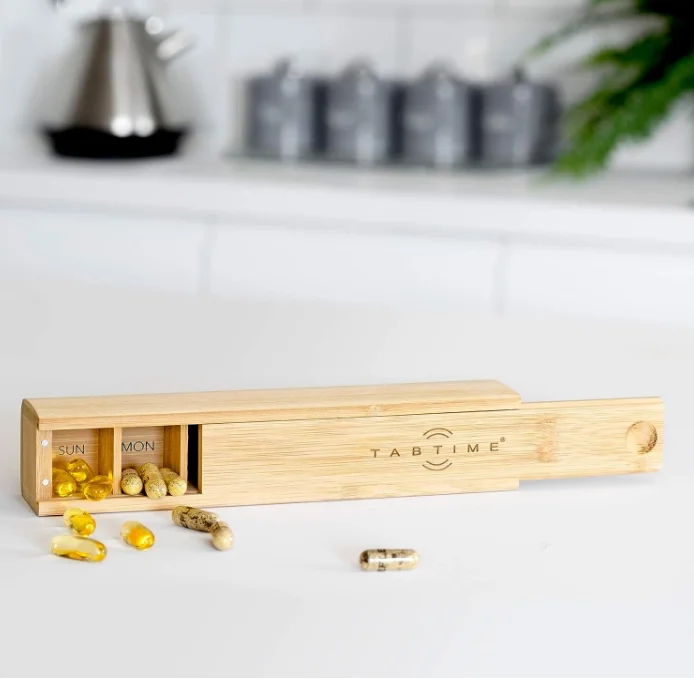 2024 Bamboo Vitamins  7 Day Tablet Organizer Weekly Pill Box
