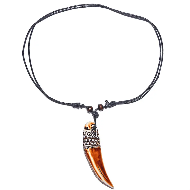 FX045 Imitation ivory necklace Primitive tribal totem pendant eagle Choker Retro Jewelry style Yak Bone necklace Amulet Gift