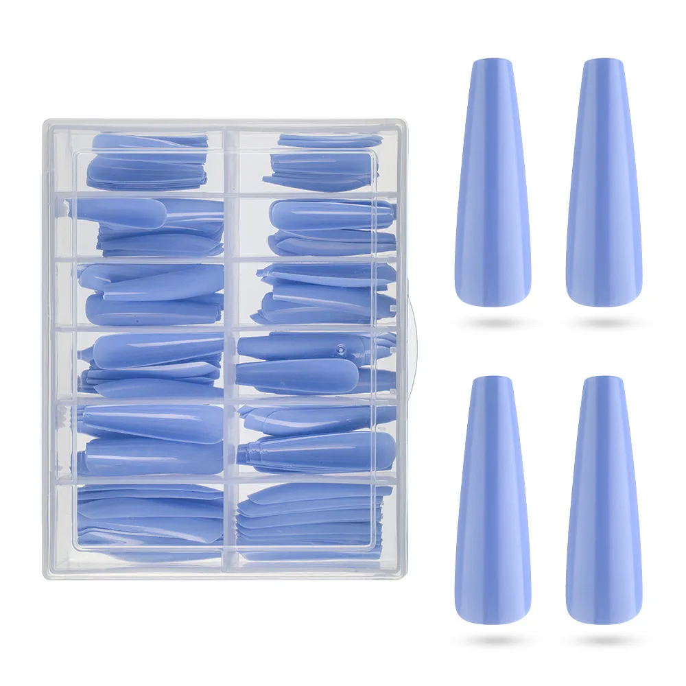 Solid color 120 pieces full sticker wearing armor coffin armor T-shaped ballet XXXL false nails DIY extended nail kit