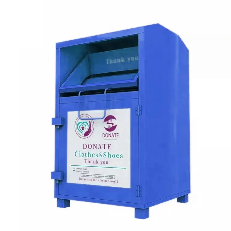 Good quality and affordable sales clothes book recycle donation bin made of steel hot sale bins
