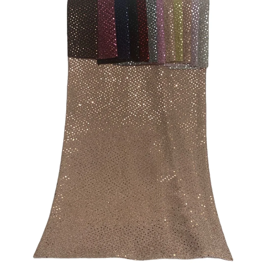 Metallic Glitter Lurex Stretch Fabric for Garment Dancing Jersey Jijimi Knitted Plain 100% polyester fabric