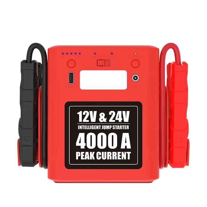 4000A peak current New Powerful 12V/24V jump starter power station with patented design 24V truck jumper booster car jumper