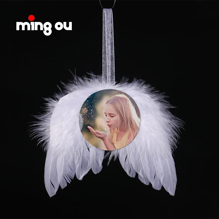 Heat Transfer Printing Xmas angel wings ornaments Sublimation feather angel wings ornaments