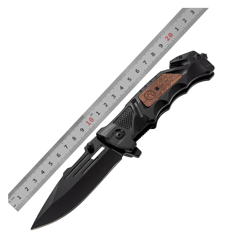Free Sample New Black Coating 3CR13 Gift Knife Folding Tactical Multi Functional Outdoor Survival Pocket Knife With Rope Cutter