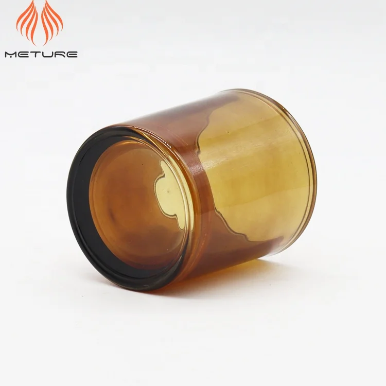 7 oz amber thick wall glass candle jar
