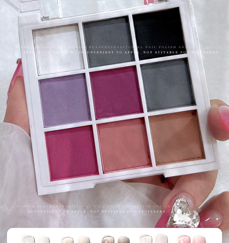 9 Colors Chrome Gradient Nail Powder Manicure Gel Paint Palette Pigment