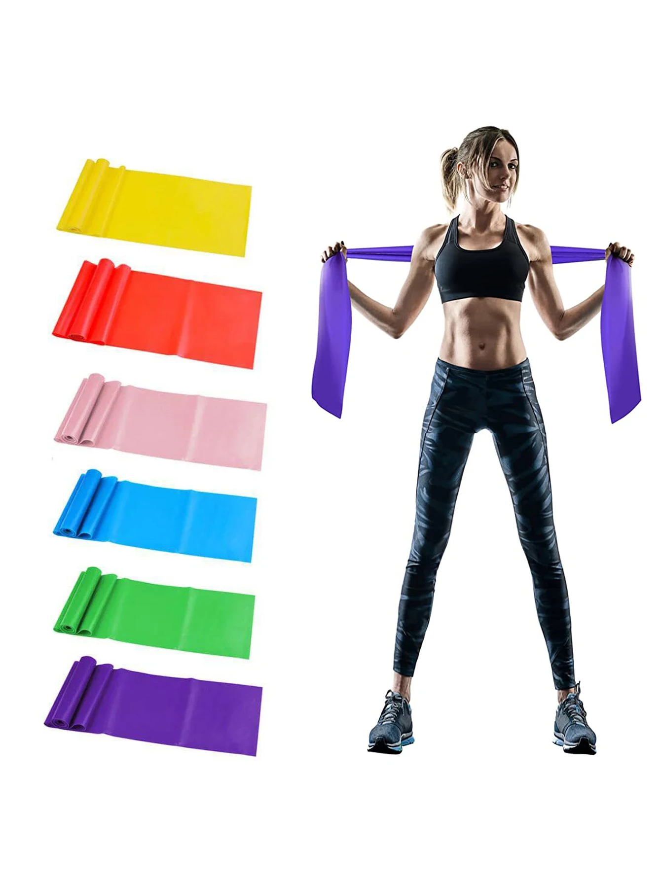 Rubber Sports Latex Band Flat Gym Exercise Therabands Yoga Stretch Stretching Elastic Resistance Bands