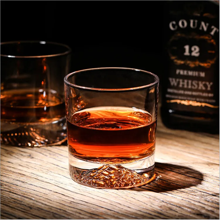 Luxury 10oz Thick Bottom Rock Clear Crystal Glass Vodka Glass For Liquor Spirits