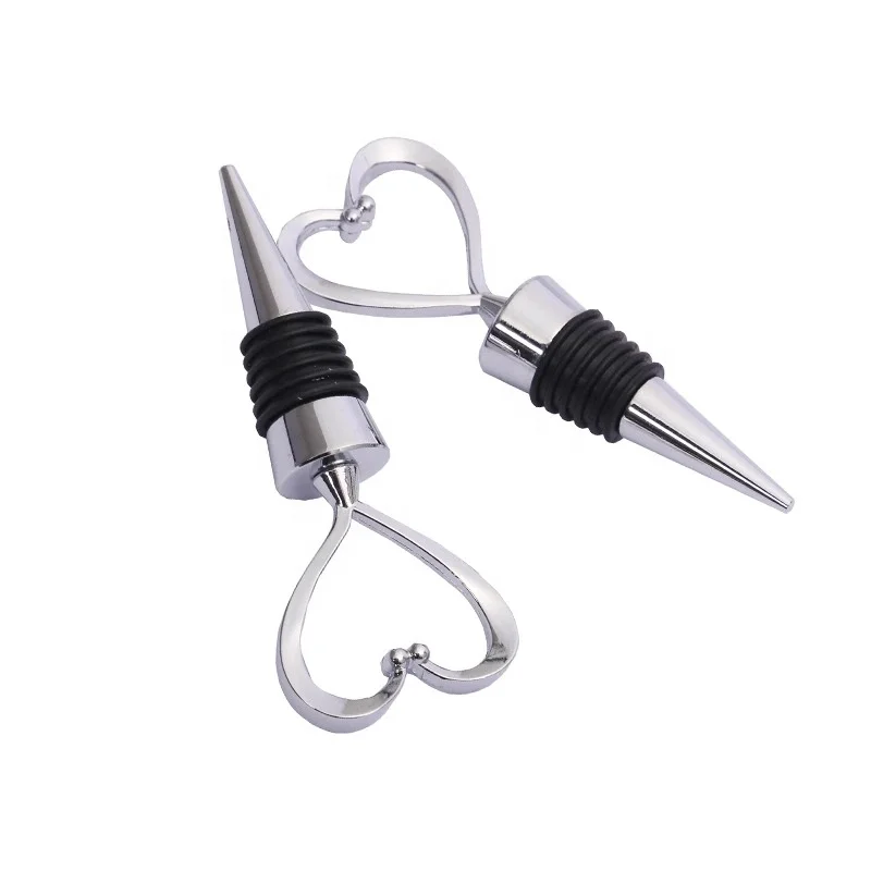 Hot Sale custom zinc alloy metal heart shaped red silicone wine bottle Stopper