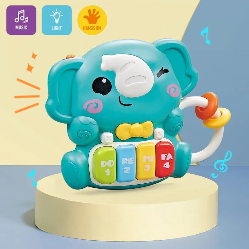 zhiqu Baby early education music Sound and light cartoon elephant dinosaur electronic piano Baby cognitive enlightenment