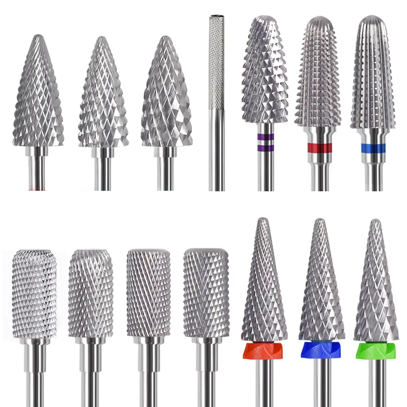 High Quality Two-way Tungsten Steel Armor Removal Drill Bit Quick Nail Exfoliation Tool Volcano Nail Bits Super Long Nail Bit