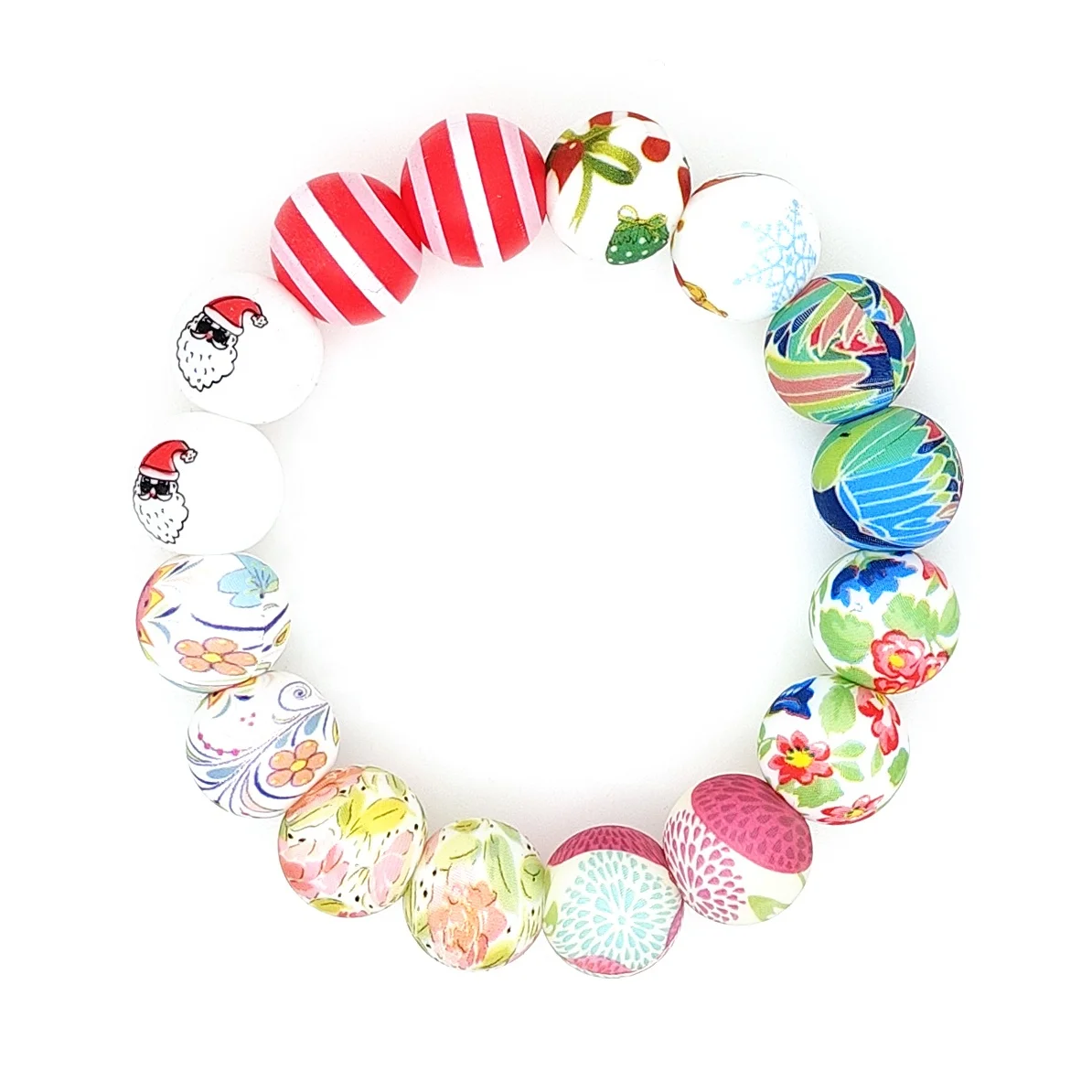 Baby Teething Beads Diy Necklace Bracelet Beads 15mm Round Printed Silicone Charms Focal Beads For Beadable Pens