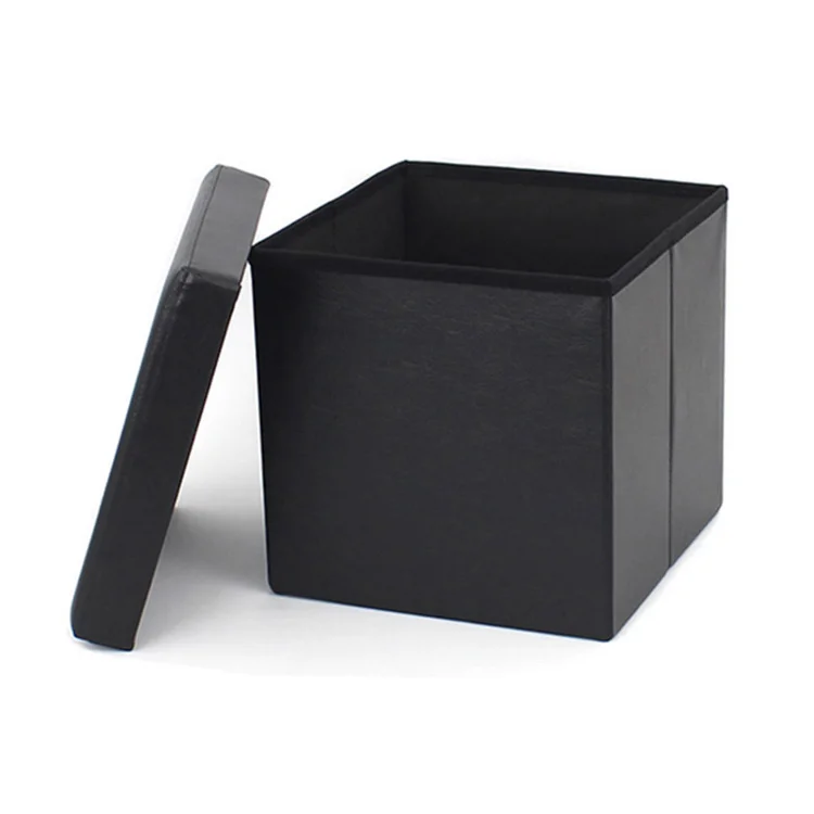 Modern space save foldable pouf Ottoman stool square leather Ottoman bench