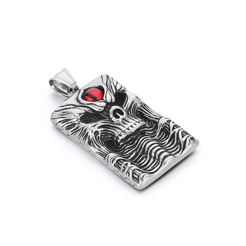 KALEN Men Punk Stainless Steel Hell Skull Pattern Square/Round Pendants