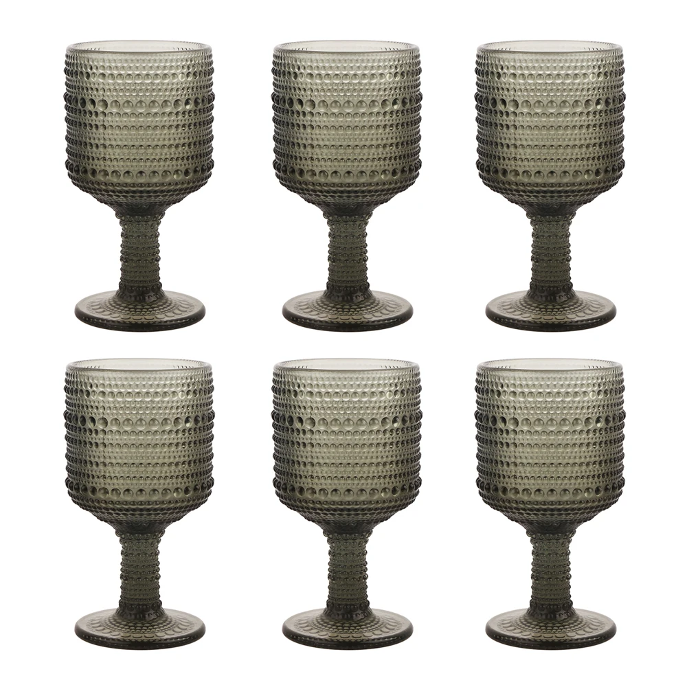 9oz Transparent Wine Goblets Set Of 6 Clear Glass Goblets Fancy Wine Glass Cute Wine Glasses Vintage Glassware