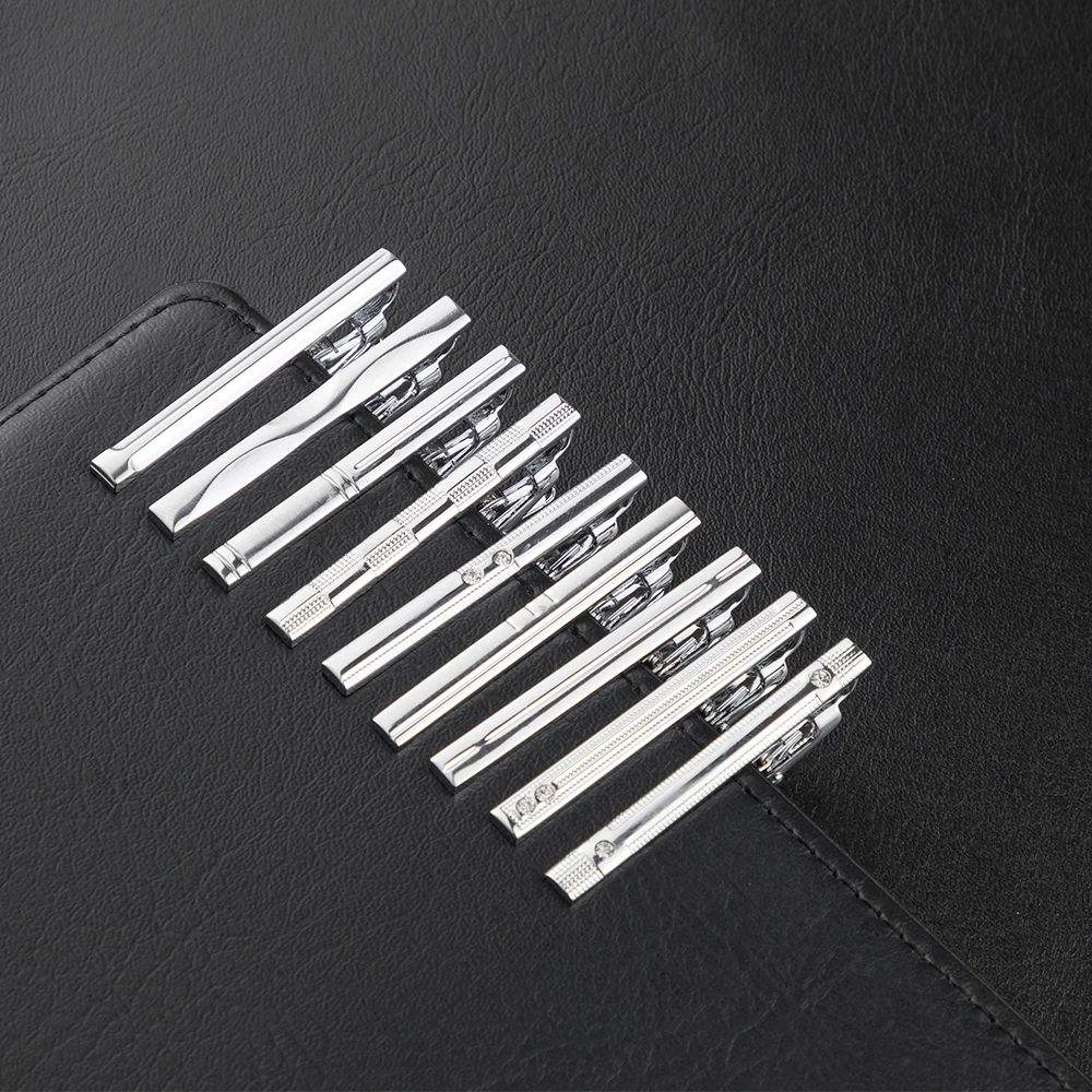 Classic Tie Clip Silver Necktie Tie Bar Pinch Clips Suitable for Wedding Anniversary Business and Daily Life