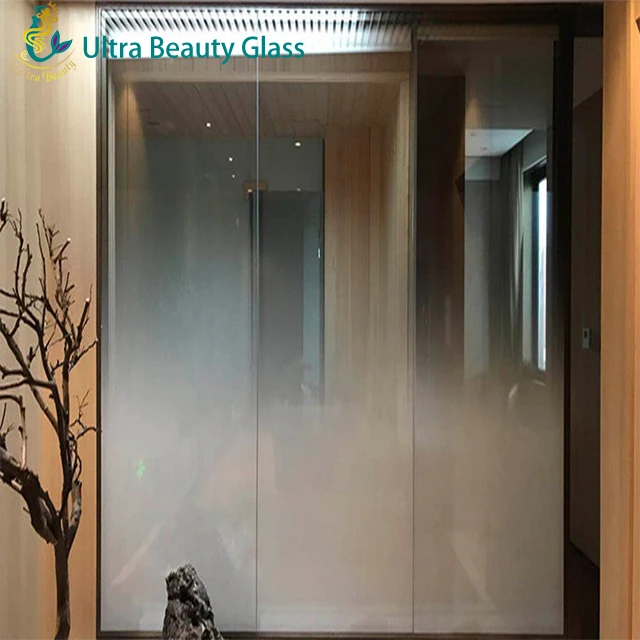 Glass Company Supply Gradient Frosted Acid Etched Privacy Protection Decorative Tempered Laminated Building Float Glass