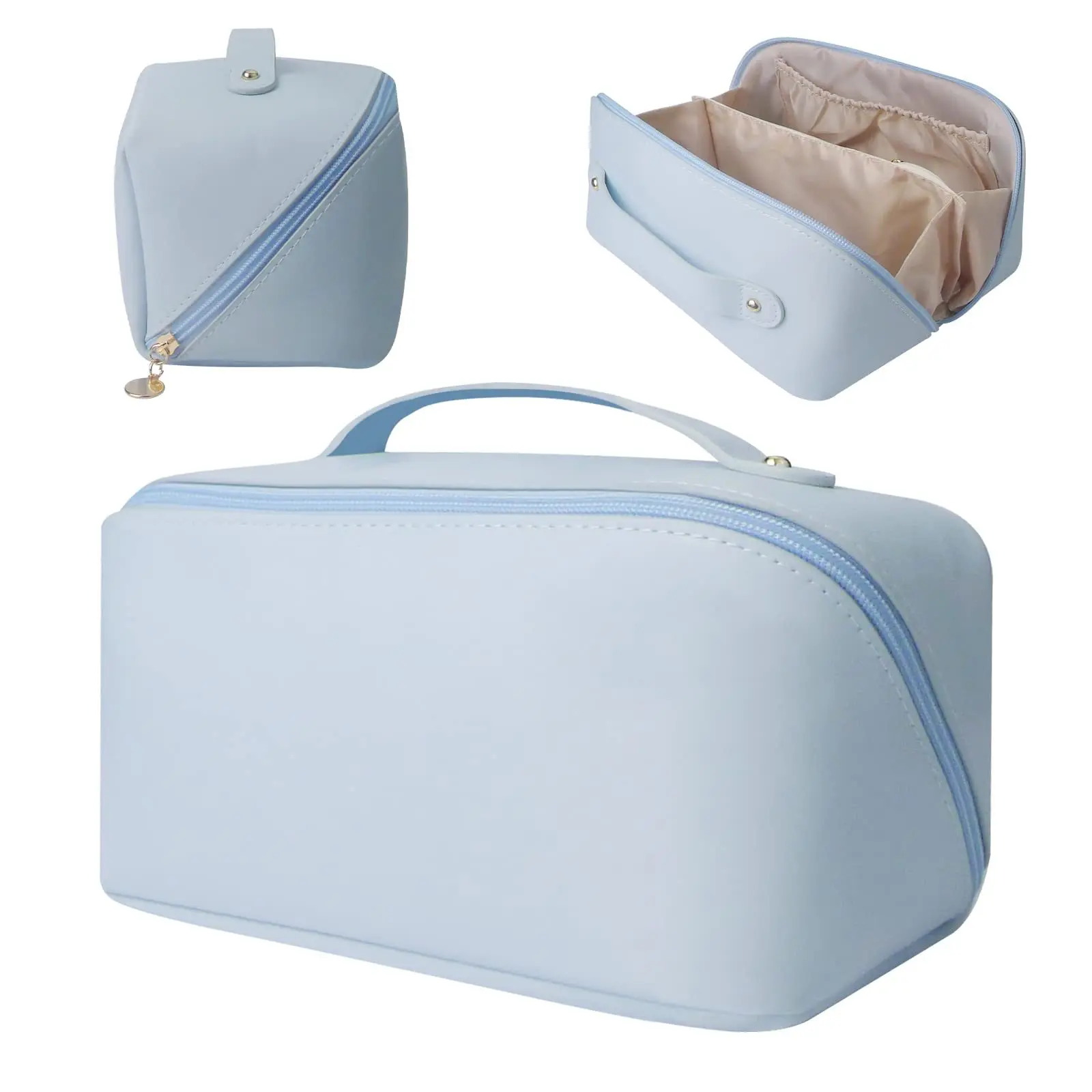 Portable Toiletry travel  Bags & Case Make up organizer PU leather cosmetic bags with sewed inter bag
