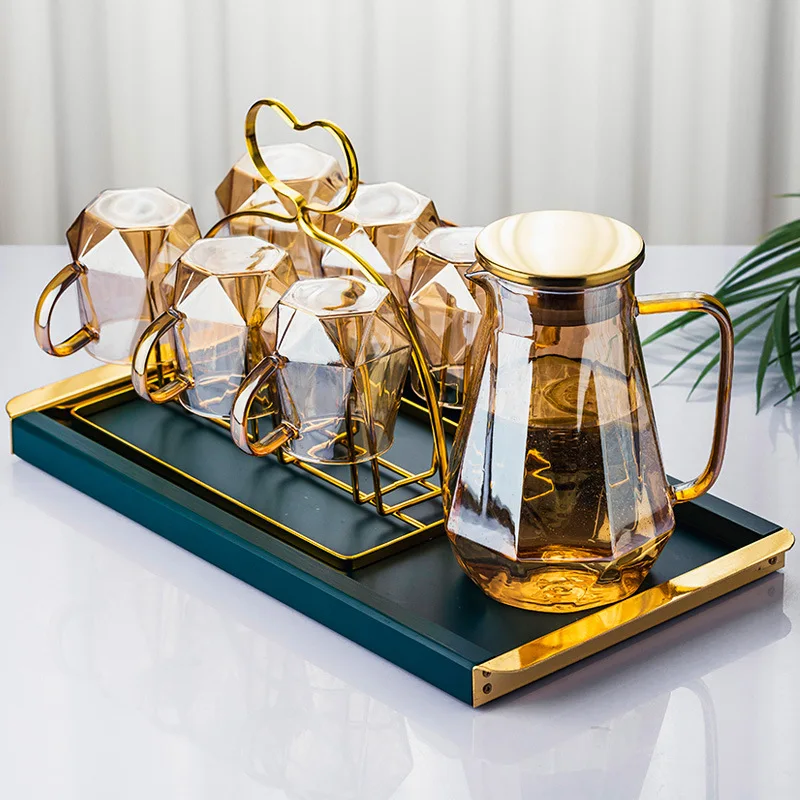 1.5 liter 2000ml tea set luxury for coffee and tea creative diamond glass water pot jug