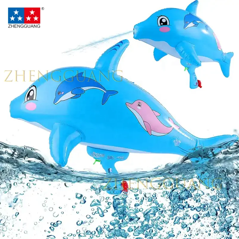 Zhengguang Toys Summer Outdoor Swimming Pool Game Balloon PVC Air Inflatable Inflating Dolphin Inflated Water Gun