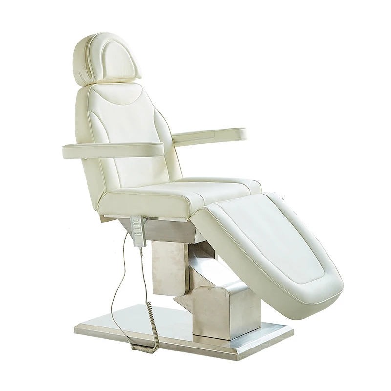 HICOMED White Luxury Spa Salon Furniture Electric Reclining Swivel Beauty Lash Chair Adjustable Best Treatment Massage Bed