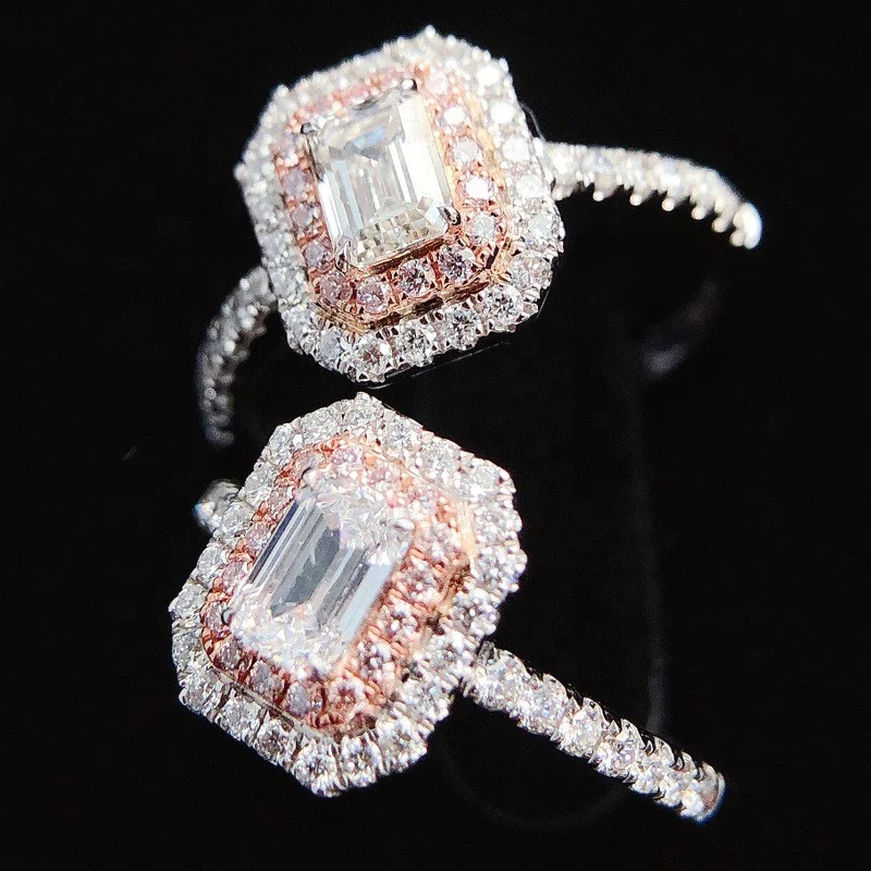 Свет ювелирных изделий класса люкс High-end GIA розовым алмазом VS 0 32 карат цельное серебро 18K бриллиантовое кольцо для женщин