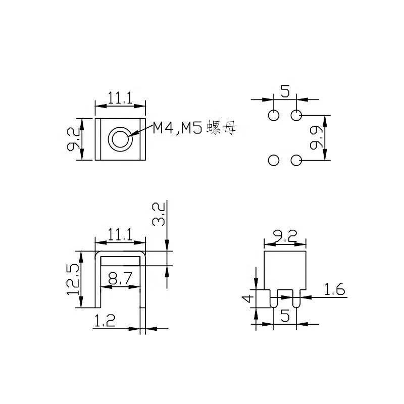 PCB 5    M4  M5   4 legs  screw terminal Tin soldering brass terminal
