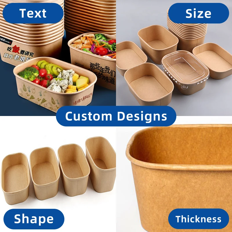 Biodegradable Kraft Paper Lunch Box With Lid Disposable Takeaway Container For Fast Food