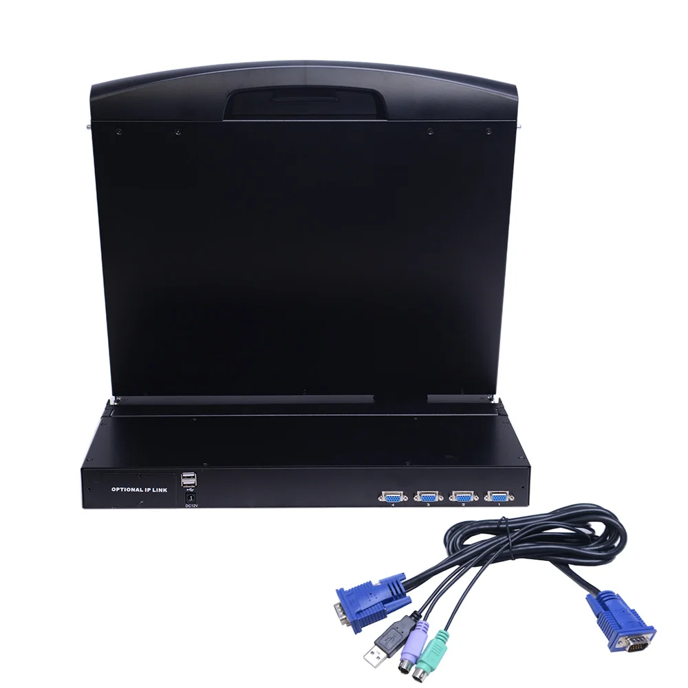 Front USB Design 12V 4A 4 Ports 19 Inches Screen Singlerail VGA LCD KVM Consoles