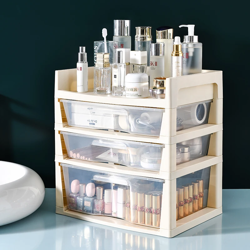 
Hot Sale Large Capacity Stationery Jewelry Multi-layer PP Plastic Desktop Storage Cabinet 