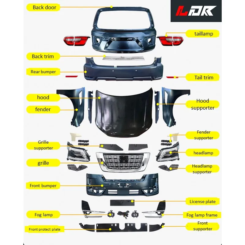 Easy Installation Face lift KIT for NISSAN PATROL Y62 2013-2019 upgrade to 2020 New Model with front bumper rear bumper