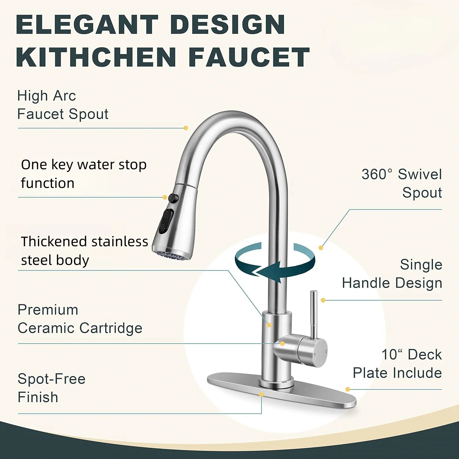 Kitchen pumping hot and cold water faucet household commercial hotel sink washing pool 720 no dead Angle rotation