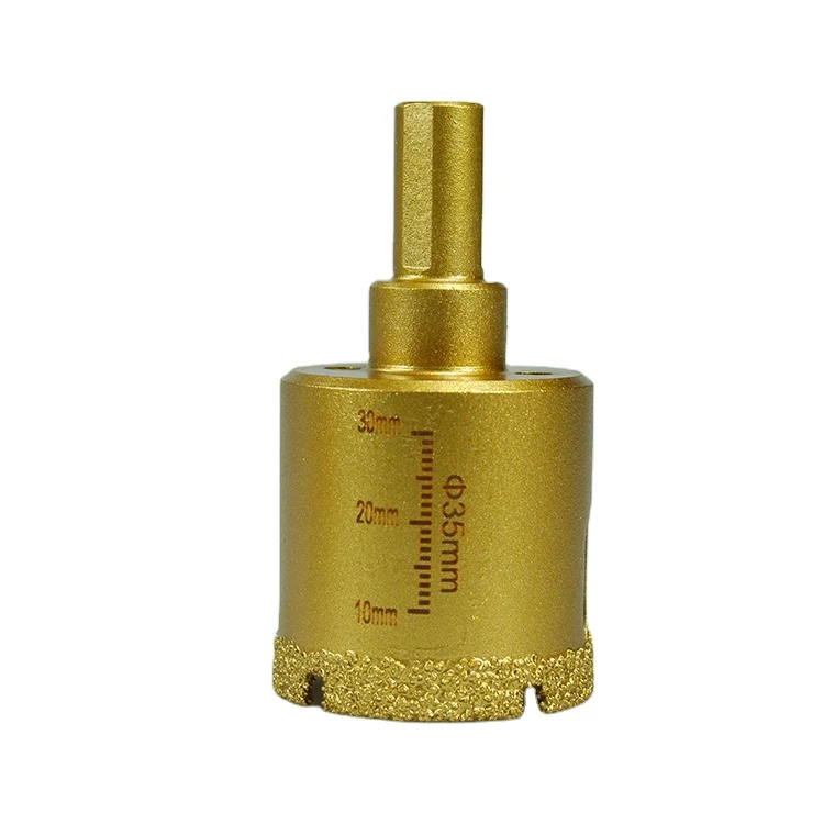 Triangular Shank Dry Porcelain Diamond Core Drill Bit Tile 5-100mm Vacuum Brazing Technology Concrete Masonry Drill Bit M14 35mm