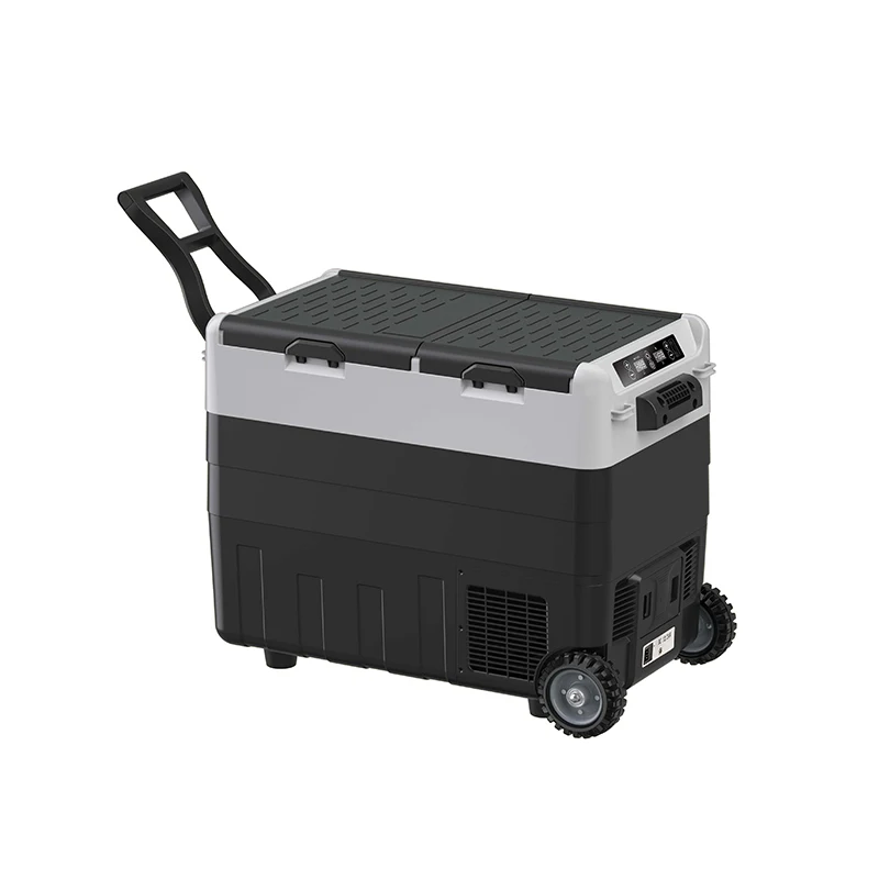 50L Drak Grey Solar Panel Fridge Portable Car Mini Refrigerator 12v/24v with Removable Battery