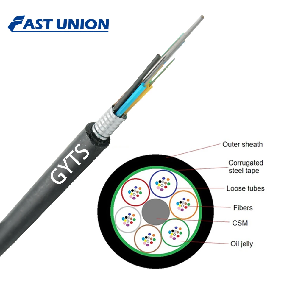 Best selling Communication Cable 1-144 Core GYTS Outdoor Underground Armour OEM Fiber Optic Cable
