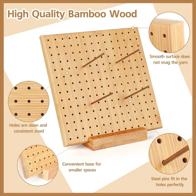 New Product Home Decorative Pegboard Handcrafted Wooden Blocking Board For Knitting Crochet And Granny Squares Lovers